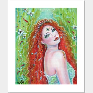 Emerald Fire Mermaid by Renee L Lavoie Posters and Art